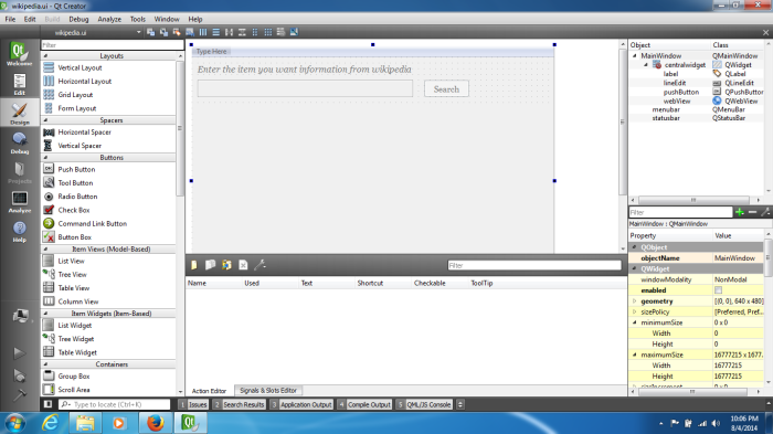 Qt Creator User Interface